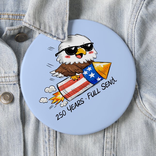 July 4th, 250 Years Eagle on Firecracker Button (In Situ)