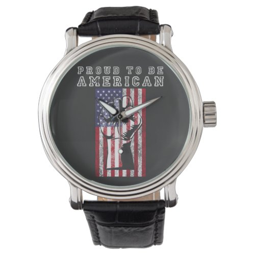 July 4th American Flag Fist Proud To Be American Watch