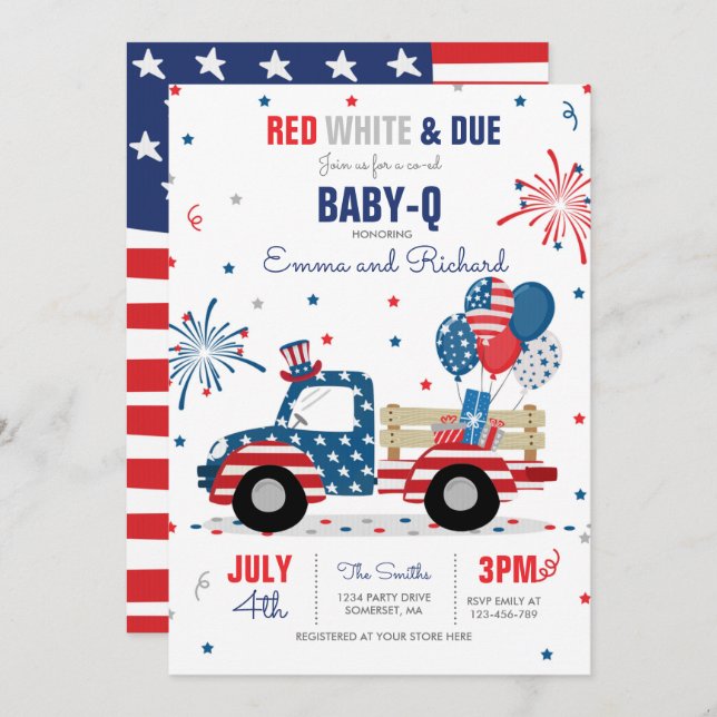 July 4th Baby Shower Baby-Q Baby Shower July BBQ Invitation (Front/Back)