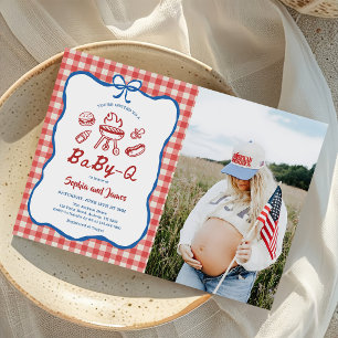 July 4th Baby Shower Baby-Q Baby Shower Photo Invitation