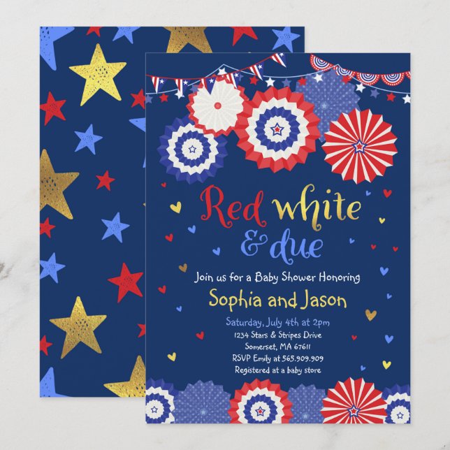 July 4th Baby Shower Invitation 4th of July Shower (Front/Back)