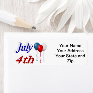 July 4th Balloons Label