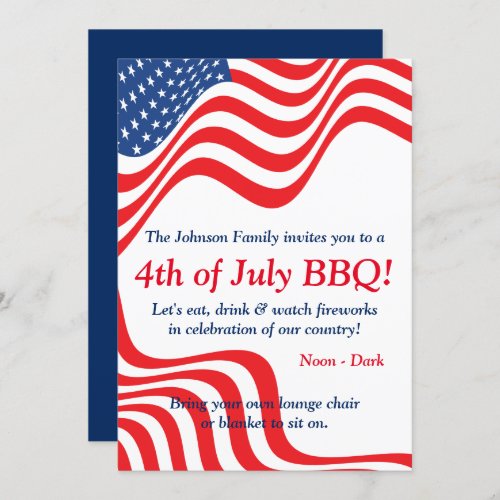 July 4th BBQ Celebration Invitation
