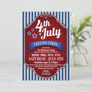 July 4th BBQ Party Invitations