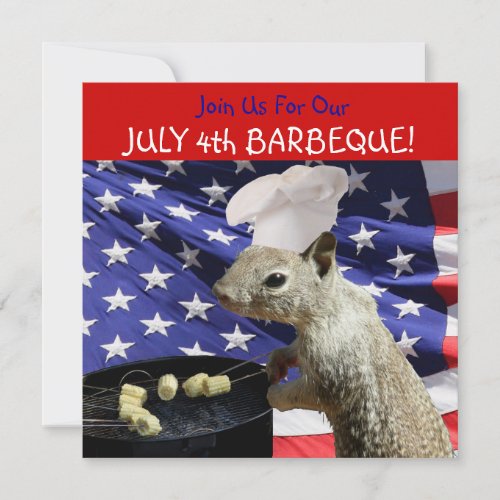 July 4th BBQin Squirrel Invitations