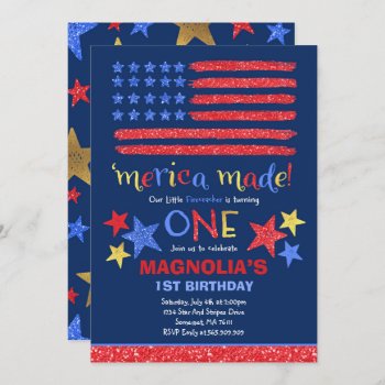 July 4th Birthday Invitation Fourth Of July Party by PixelPerfectionParty at Zazzle
