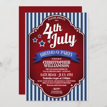 July 4th Birthday Party  Invitations by reflections06 at Zazzle