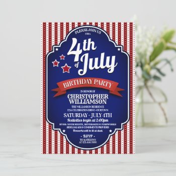 July 4th Birthday Party  Invitations by reflections06 at Zazzle
