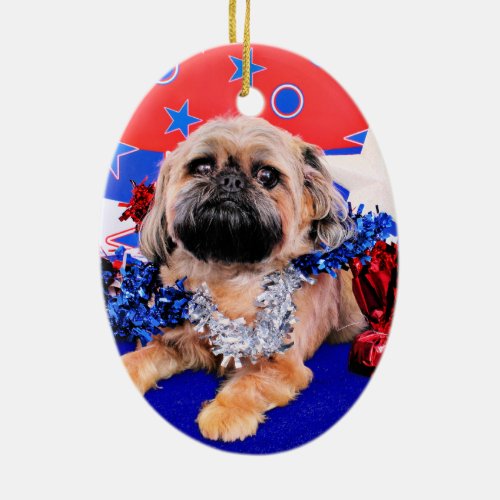 July 4th _ Brussels Griffon _ Oliver Ceramic Ornament