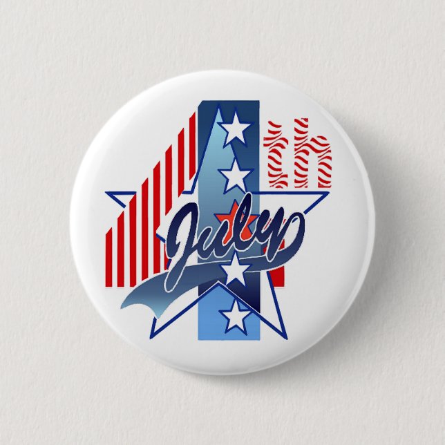 JULY 4th by SHARON SHARPE Pinback Button (Front)