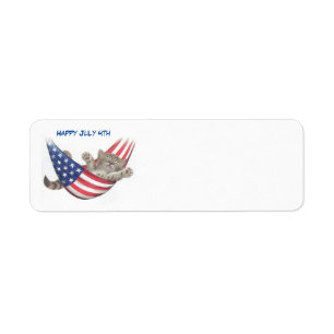 July 4th Cat Return Address Label