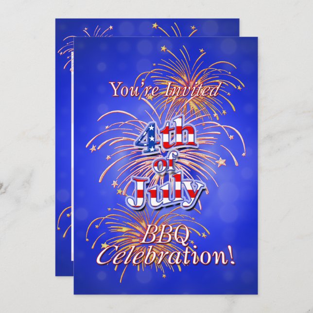 July 4th Celebration Barbecue Invitation (Front/Back)