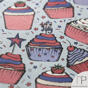  July 4th Cupcake Linen  Fabric
