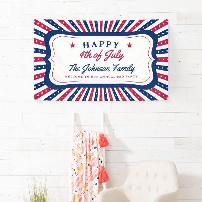 July 4th Custom American Family Summer BBQ Party Banner (Insitu)