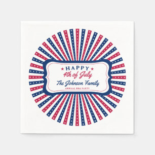 July 4th Custom American Family Summer BBQ Party Napkins