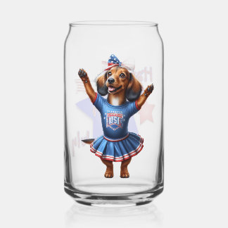 July 4th Dachshund Beer Can Glass