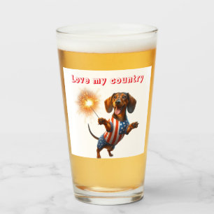 July 4th Dachshund Beer Glass