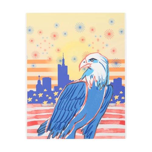 July 4th Eagle N USA Flag Inspo Art Red Blue White