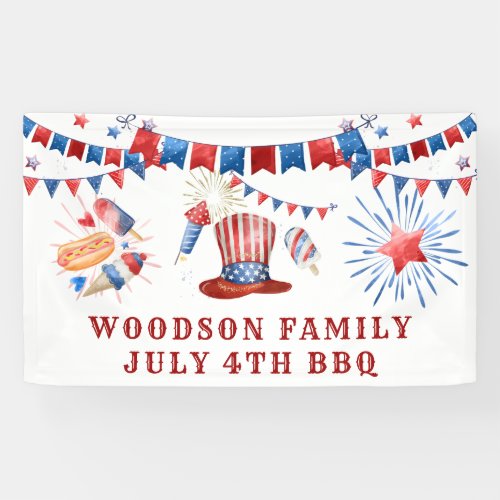 July 4th Family Name BBQ Banner