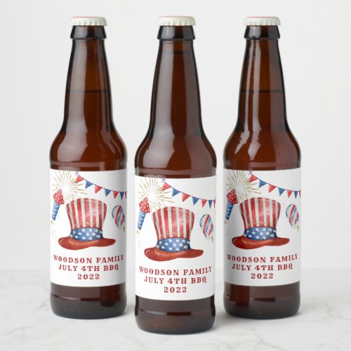 July 4th Family Name BBQ   Beer Bottle Label