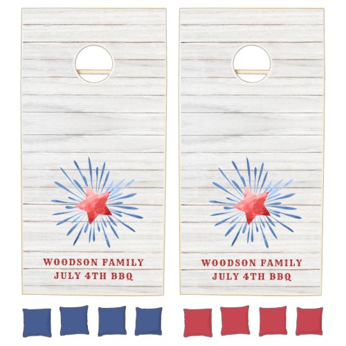 July 4th Family Name BBQ  Cornhole Set