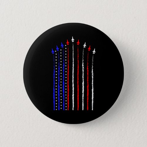 July 4th Fighter Jets Airplane Usa Flag Kid Boy 1  Button