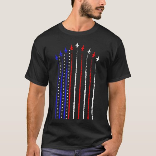 July 4th Fighter Jets Airplane Usa Flag Kid Boy 1  T_Shirt