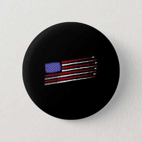 July 4th Fighter Jets Airplane Usa Flag Kid Boy  Button