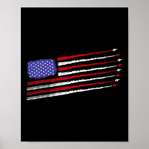 July 4th Fighter Jets Airplane Usa Flag Kid Boy  Poster