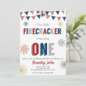 July 4th Firecracker 1st Birthday Invitation (Standing Front)