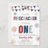 July 4th Firecracker 1st Birthday Invitation (Front)