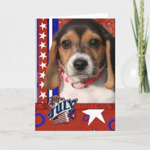July 4th Firecracker - Beagle Puppy Card