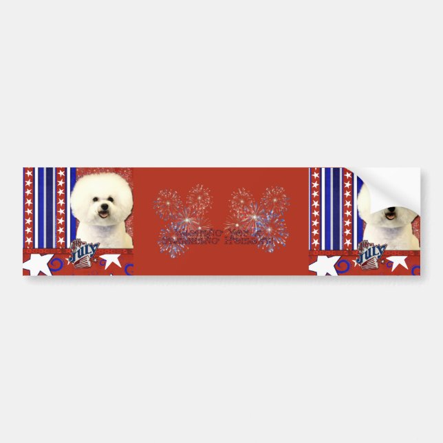July 4th Firecracker - Bichon Frise Bumper Sticker (Front)