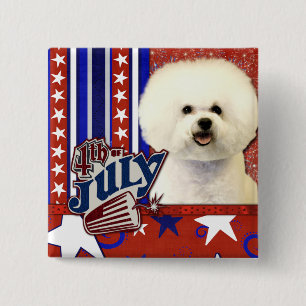 July 4th Firecracker - Bichon Frise Button