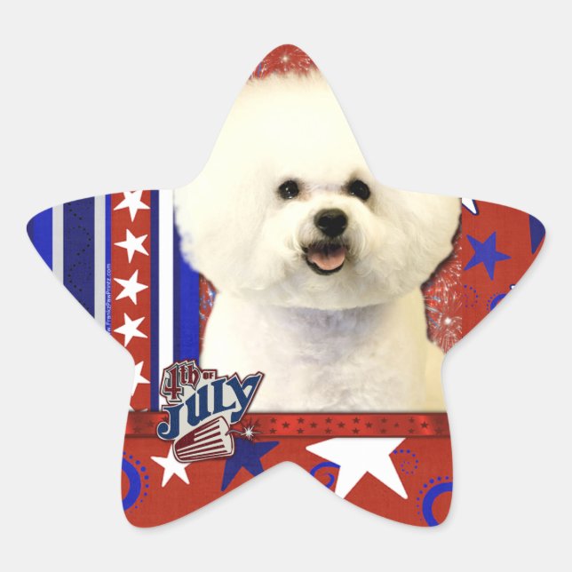 July 4th Firecracker - Bichon Frise Star Sticker (Front)