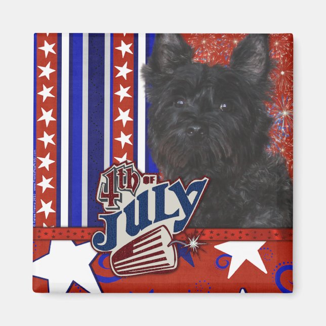 July 4th Firecracker - Cairn Terrier Dark - Rosco Magnet (Front)