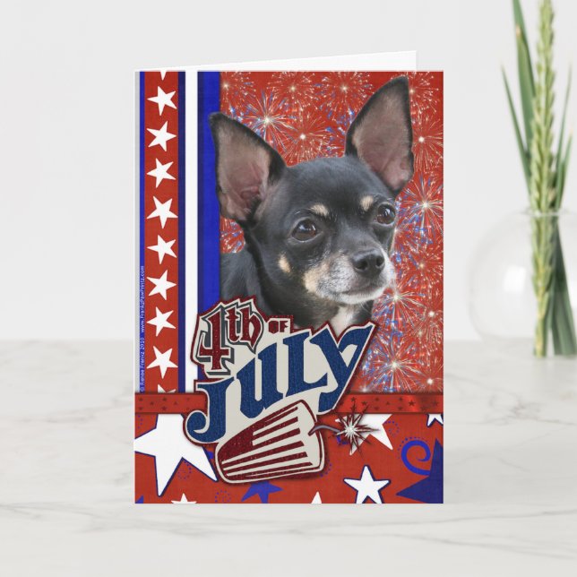 July 4th Firecracker - Chihuahua Card (Front)