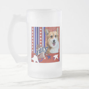 July 4th Firecracker - Corgi - Owen Frosted Glass Beer Mug