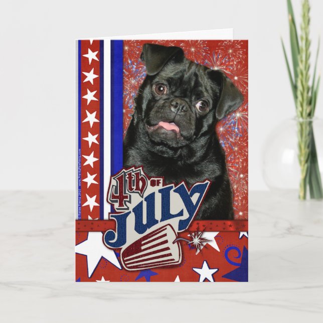 July 4th Firecracker - Pug Card (Front)