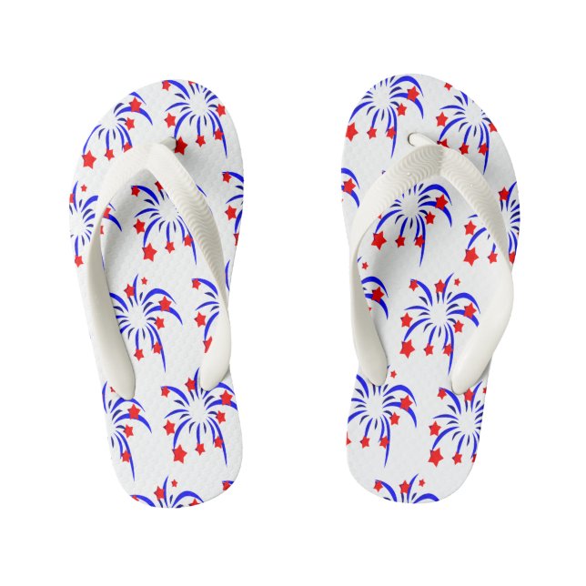 July 4th Fireworks Kids Flip Flops (Footbed)