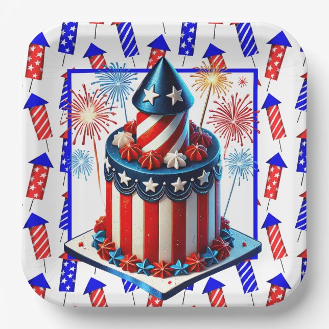 July 4th Fireworks Paper Plates (Front)