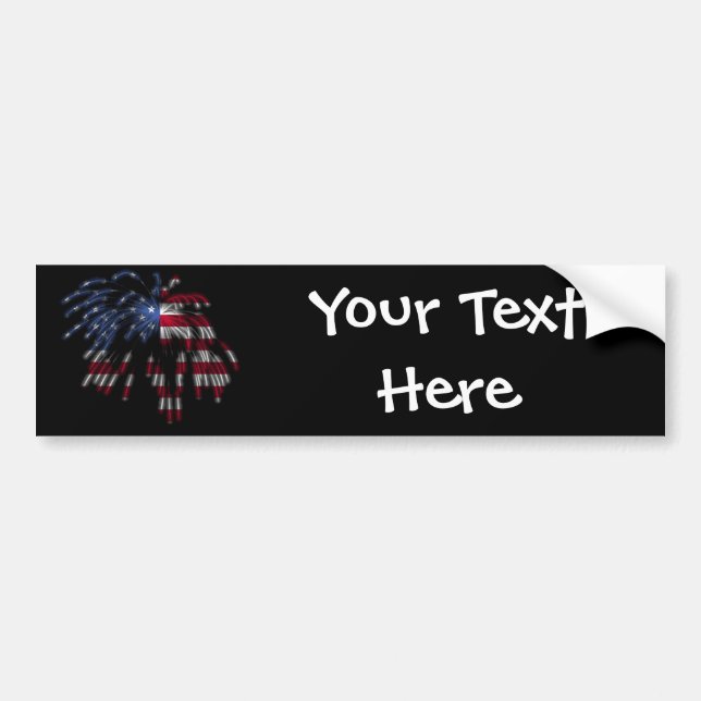 July 4th Fireworks & the American Flag in Lights Bumper Sticker (Front)