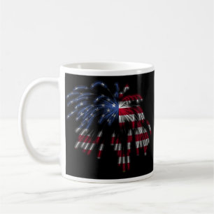 July 4th Fireworks & the American Flag in Lights Coffee Mug