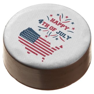 July 4th Fireworks USA Red White Blue Flag  Chocolate Covered Oreo