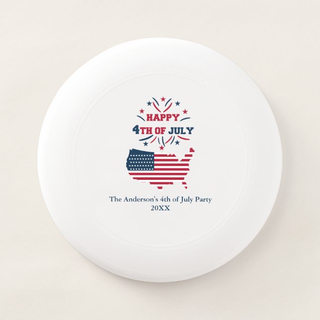 July 4th Fireworks USA Red White Blue Flag  Wham-O Frisbee (Front)