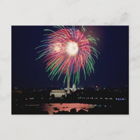 July 4th Fireworks, Washington Dc Postcard