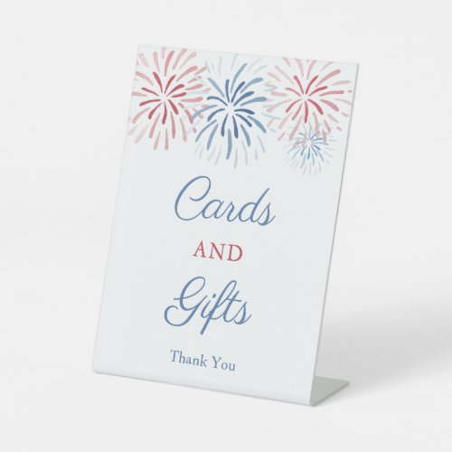 July 4th Fireworks Wedding Shower Cards And Gifts Pedestal Sign