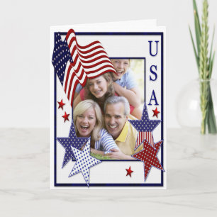 July 4th Flag & Fireworks Add Your Photo Card 5