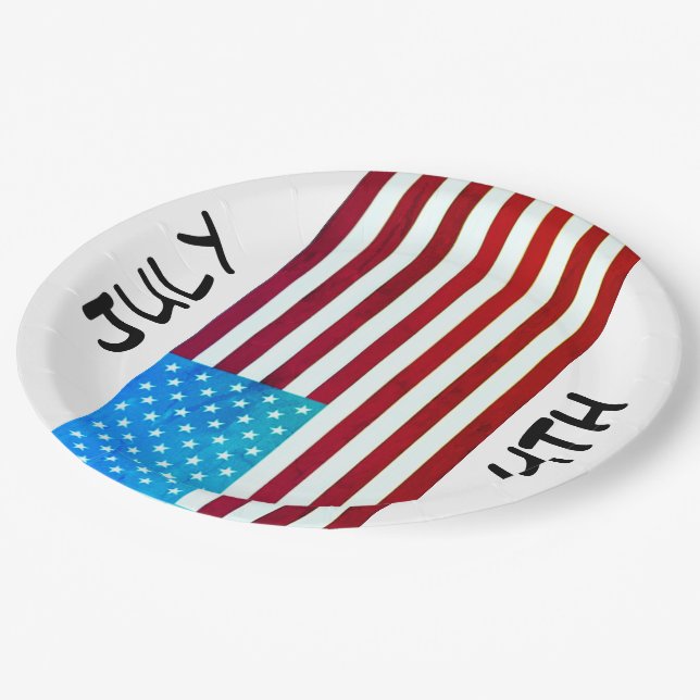 July 4th Flag Paper Plates (Angled)