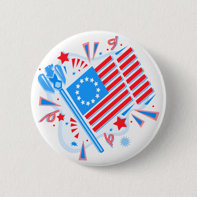 July 4th Flag Pinback Button (Front)